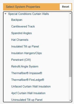 Sample of the selections to refine your search in STI's System Search